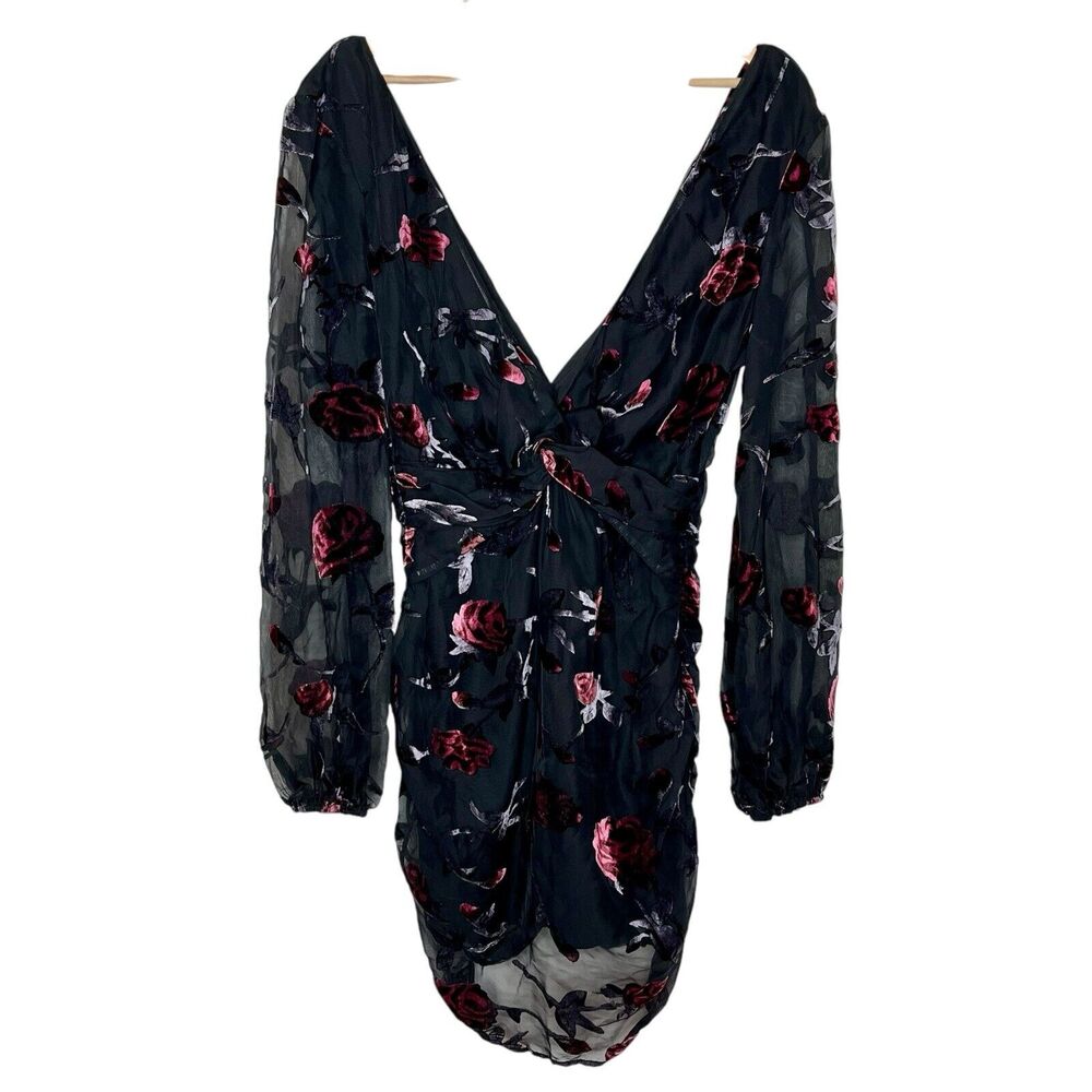 Majorelle Floral Velvet Burnout Mini Dress Womens XL Whimsigoth Witchy